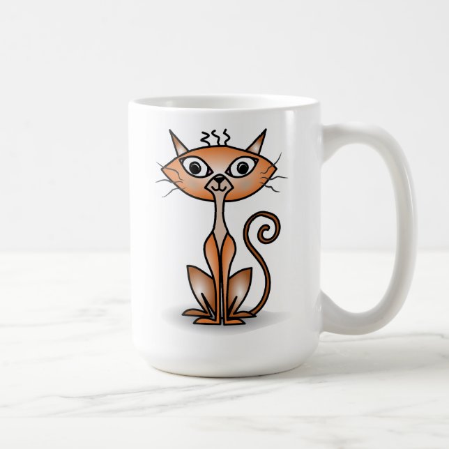 Klassisk mugg med galen orange katt  (Höger)