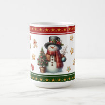 Klassisk mugg med snöman och julgodis