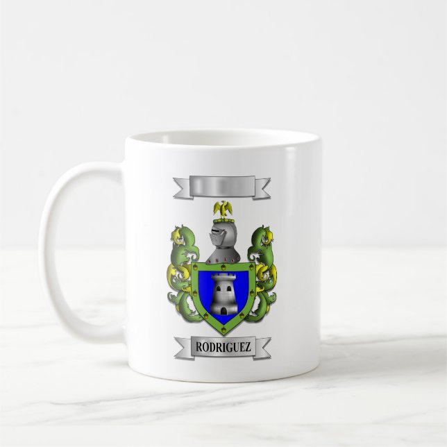Klassisk mugg Rodriguez efternamn och sköld (Vänster)