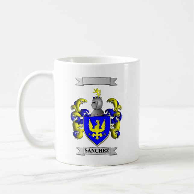 Klassisk mugg Sanchez efternamn och sköld (Vänster)