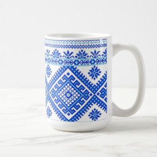 Klassisk mugg Ukrainsk Blå på Blå Korsstygn