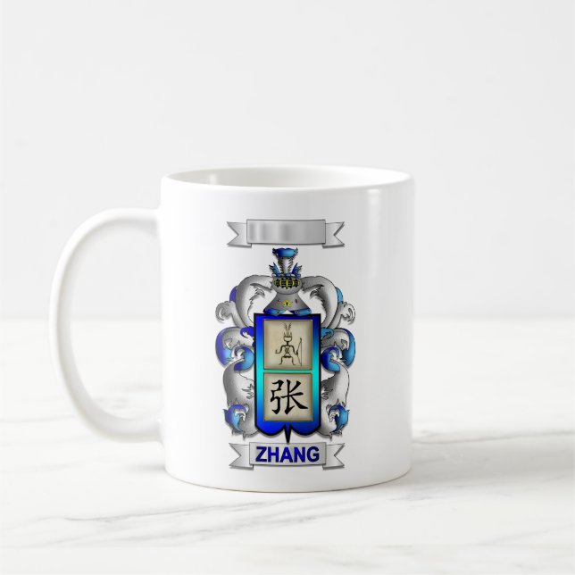 Klassisk Mugg Zhang Efternamn Och Sköld (Vänster)