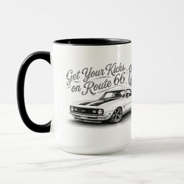 Klassisk Muscle Car Route 66 Kaffe Mugg (Vänster)