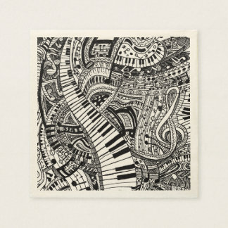 Klassisk musikdoodel med piano tangentbord pappersservett