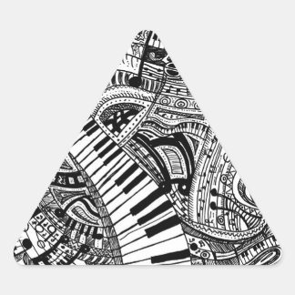 Klassisk musikdoodel med piano tangentbord triangelformat klistermärke