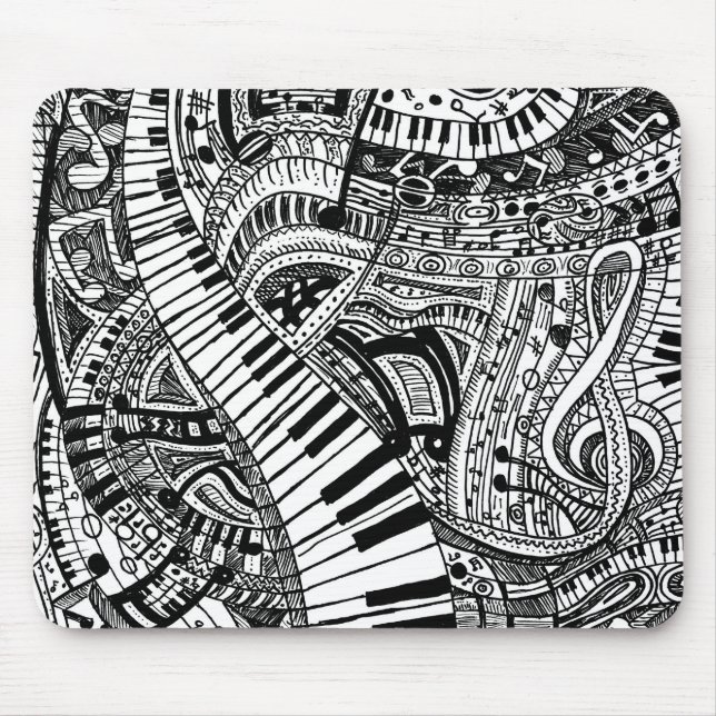 Klassisk musikklotter med pianotangentbord musmatta (Framsidan)