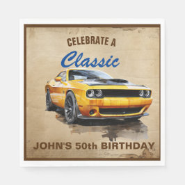 Klassisk muskelbil från födelsedag pappersservett