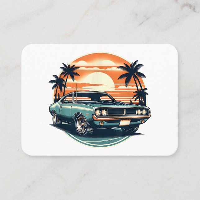 Klassisk muskelbil Retro Vintage Stil Visitkort (Framsida)