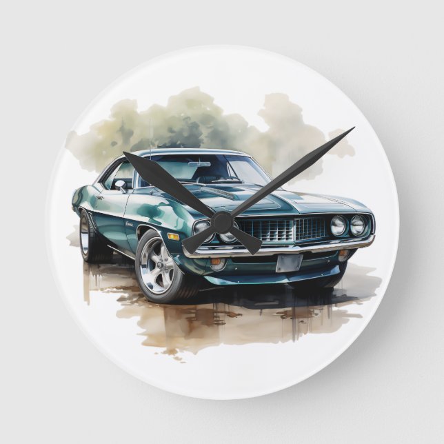 Klassisk muskelbil rund klocka (Framsida)