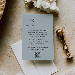 Klassisk MUT-blå QR-kod Elegant bröllop Tilläggskort