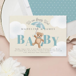 Klassisk Nalle Beige Barly Wait Baby Shower Inbjudningar