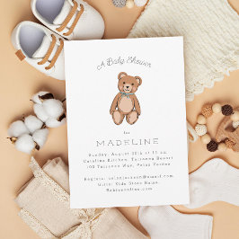 Klassisk Nalle Blue Baby Shower Inbjudningar