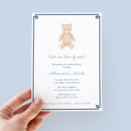 Klassisk Nalle Boy Baby Shower Party Inbjudningar