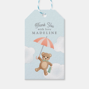 Klassisk Nalle Pastel Baby Shower Presentetikett
