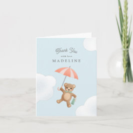 Klassisk Nalle Pastel Baby Shower Tack Kort