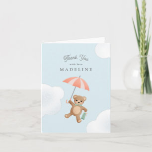 Klassisk Nalle Pastel Baby Shower Tack Kort