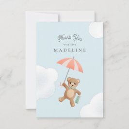 Klassisk Nalle Pastel Baby Shower Tack Kort