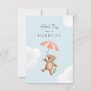Klassisk Nalle Pastel Baby Shower Tack Kort