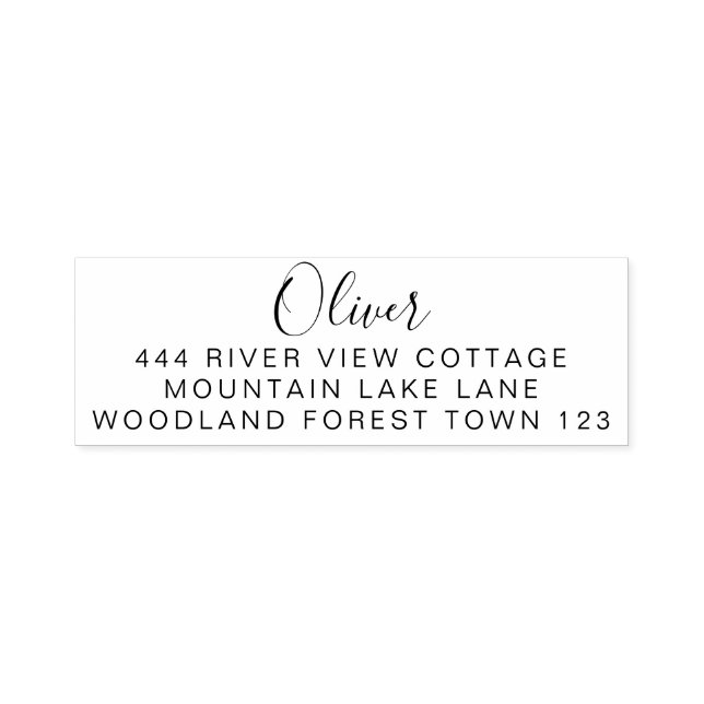 Klassisk Namnteckning svartvit Elegant Enkel, enke Självfärgande Stämpel (Design)