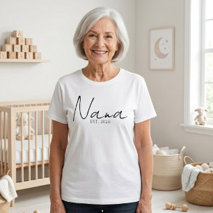 Klassisk Nana EST År Enkel Familj Skrift T Shirt