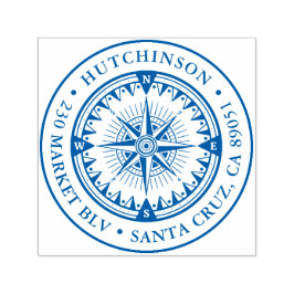 Klassisk Nautical Compass Round-Returadress Självfärgande Stämpel