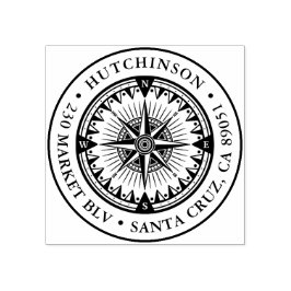 Klassisk Nautical Compass Round-Returadress Stämpel