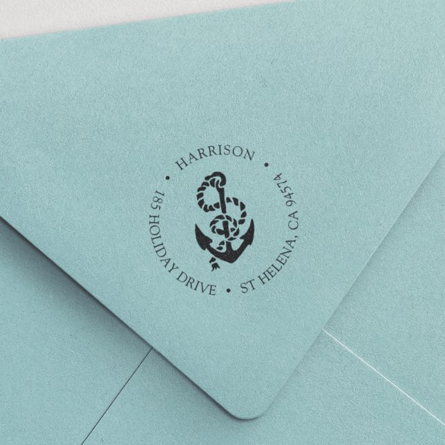 Klassisk Nautical Rope & Anchor-Returadress Självfärgande Stämpel (Skapare uppladdad)