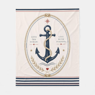 Klassisk nautisk kastfilt i Sailorcore-stil Fleecefilt