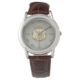 Klassisk nautisk tvåtons läder anpassad armbandsur