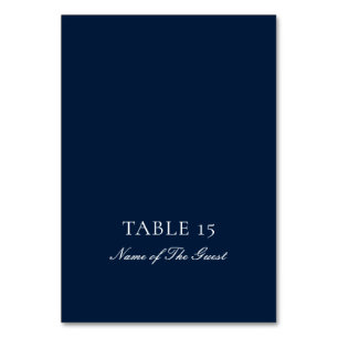 Klassisk Navy Blue Elfenbenskaligrafi Platskort Bordsnummer