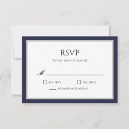 Klassisk Navy Blue Grå Kant RSVP-svarskort OSA Kort