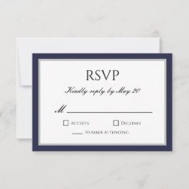 Klassisk Navy Blue Grå Kant RSVP-svarskort OSA Kort