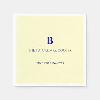 Klassisk Navy Blue Script Monogram Pappersservett