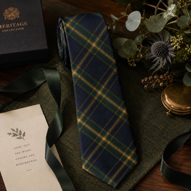 Klassisk Navy Blue Tartan Rutig Elegant Skotsk Slips (Skapare uppladdad)