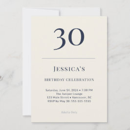 Klassisk Navy & Cream 30-årsfirande Inbjudningar