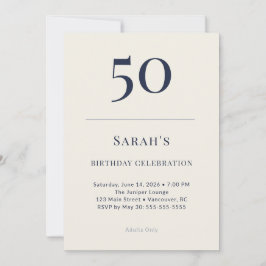 Klassisk Navy & Cream 50-årsfirande Inbjudningar
