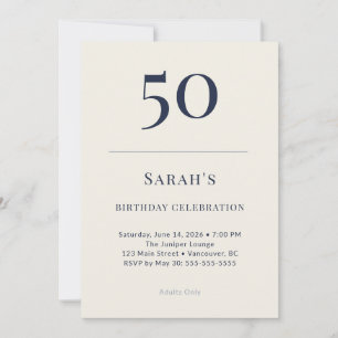 Klassisk Navy & Cream 50-årsfirande Inbjudningar