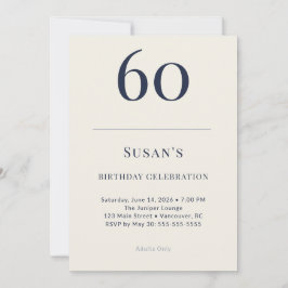 Klassisk Navy & Cream 60-årsfirande Inbjudningar