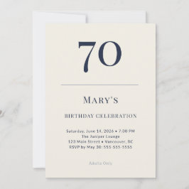 Klassisk Navy & Cream 70-årsfirande Inbjudningar