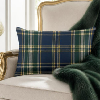 Klassisk Navy & Forestgrön Tartan-rutig Lumbarkudde