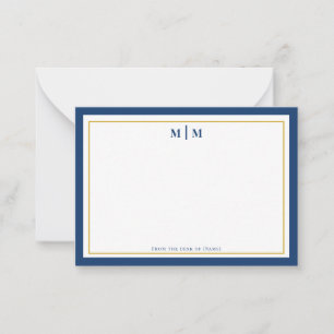 Klassisk Navy Gold Monogram Professional Personlig Anteckningskort
