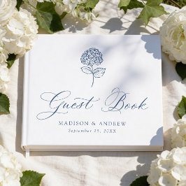 Klassisk Navy Hydrangea Bröllop Gästböcker