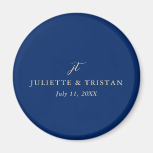 Klassisk Navy och Cream Elegant Bröllop Magnet