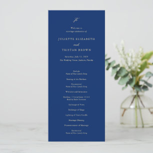 Klassisk Navy och Cream Elegant Bröllop Program