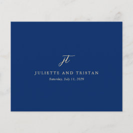 Klassisk Navy och Cream Elegant Bröllop Tack Flygblad
