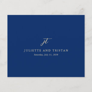 Klassisk Navy och Cream Elegant Bröllop Tack Flygblad