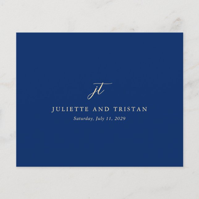 Klassisk Navy och Cream Elegant Bröllop Tack Flygblad (Framsidan)
