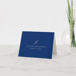 Klassisk Navy och Cream Elegant Bröllop Tack Kort