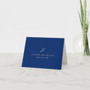 Klassisk Navy och Cream Elegant Bröllop Tack Kort