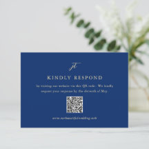 Klassisk Navy och Cream Elegant QR-kod Bröllop